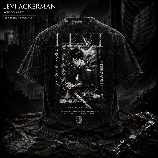 Levi Ackerman Acid Wash Oversized T-Shirt
